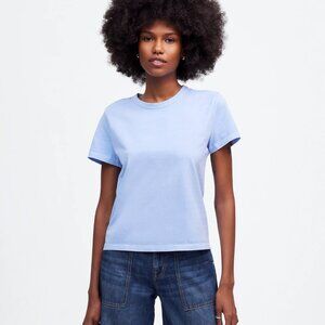 Madewell The Perfect Crewneck Tee in Cotton in Peri Blue Size Small